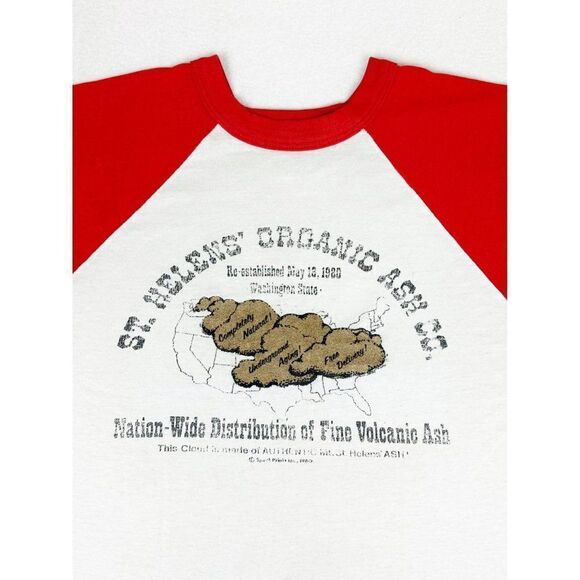 Vintage 80s St. Helens Organic Volcanic Ash T-Shirt Raglan Washington - Picture 1 of 7